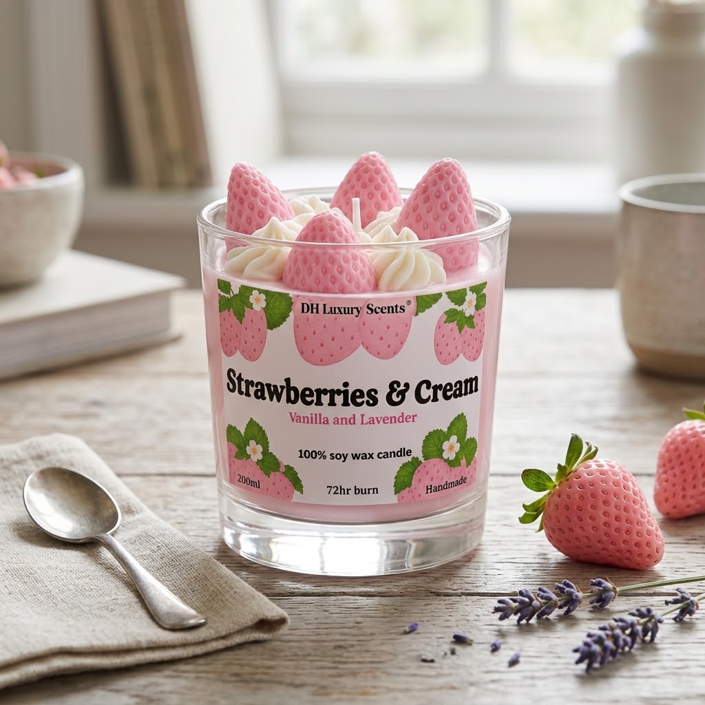 Strawberries & cream - Lavender & Vanilla Scented Candle
